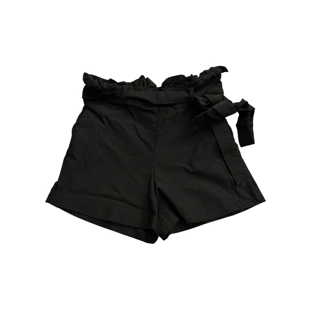 Vintage Paperbag Waist Shorts‎ Womens Small Black Excellent Belted High Rise